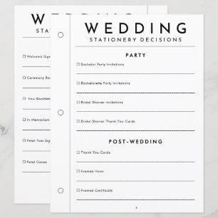 Hochzeitsordner-Seite für minimalistische Hochzeit
