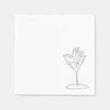 Hochzeitspaar auf einer Martini-Cocktailserviette