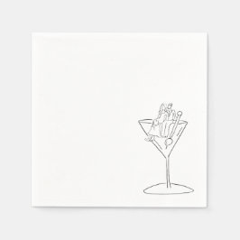 Hochzeitspaar auf einer Martini-Cocktailserviette Serviette