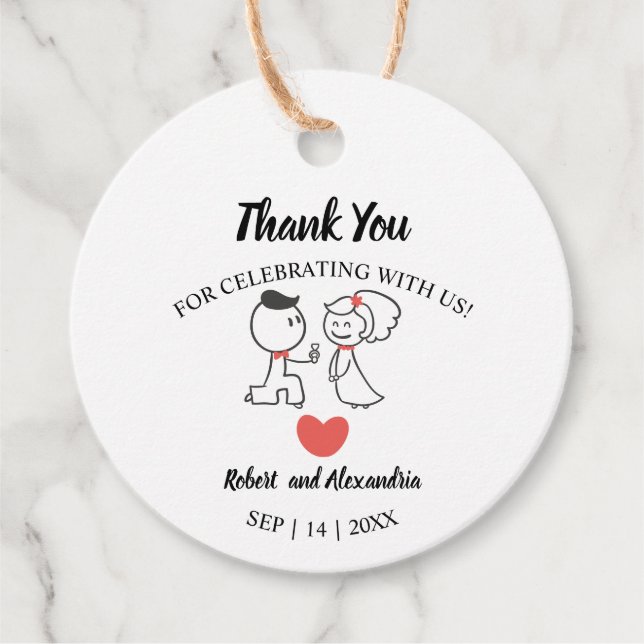 Hochzeitspaar Danke, dass du gekommen bist Geschenkanhänger (Vorderseite)