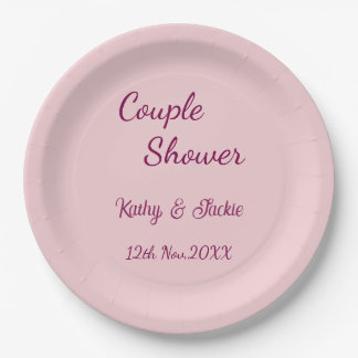 Hochzeitspaar Dusche rosa lila pastell Name Datum Pappteller