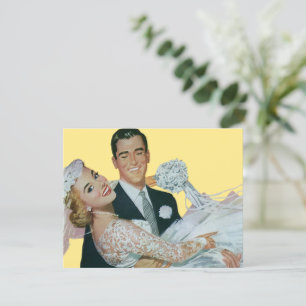 Hochzeitspaar, glückliche Braut und Bräutigam im V Ankündigung