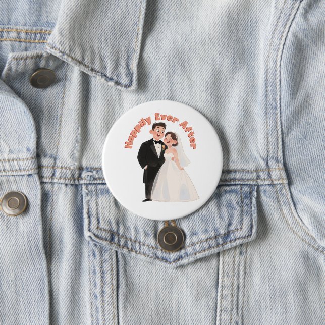 Hochzeitspaar-Illustration Glücklich bis ans Ende Button (Beispiel)