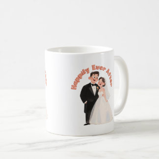 Hochzeitspaar-Illustration Glücklich Bis Ans Ende Kaffeetasse