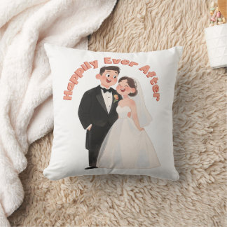 Hochzeitspaar-Illustration Glücklich bis ans Ende Kissen