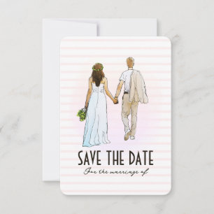 Hochzeitspaar-Illustration Save-The-Date-Karte Save The Date