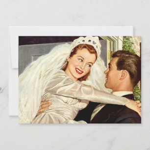 Hochzeitspaar im Vintage-Stil, Glückliche Braut un Ankündigung