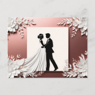 Hochzeitspaar mit romantischem Blumenschmuck umarm Postkarte