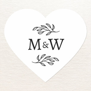 Hochzeitspaar-Monogramm Anfangsbuchstabe Botanisch Herz-Aufkleber