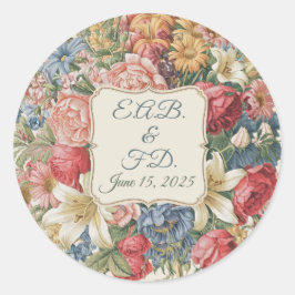 Hochzeitspaar Monogramm Gunst Siegel Runder Aufkleber