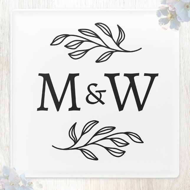 Hochzeitspaar-Monogramm-Initialen Elegant Botanisc Glasuntersetzer (Wedding couple monogram initials coaster)