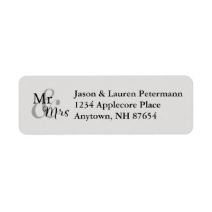 Hochzeitspaar Mr & Mrs (grau) Etikett