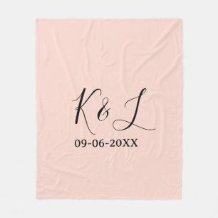Hochzeitspaar Name Buchstabe Datum rote Pastell Hi Fleecedecke