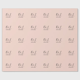 Hochzeitspaar Name Buchstabe Datum rote Pastell Hi Geschenkpapier