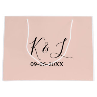 Hochzeitspaar Name Buchstabe Datum rote Pastell Hi Große Geschenktüte