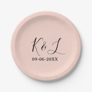 Hochzeitspaar Name Buchstabe Datum rote Pastell Hi Pappteller