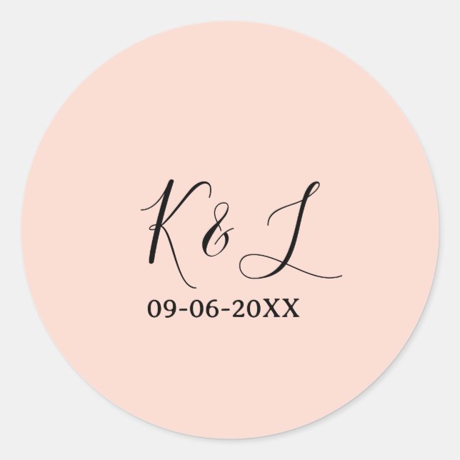 Hochzeitspaar Name Buchstabe Datum rote Pastell Hi Runder Aufkleber (Vorderseite)