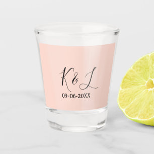 Hochzeitspaar Name Buchstabe Datum rote Pastell Hi Schnapsglas