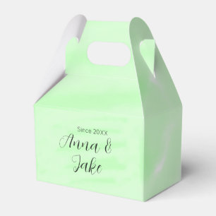 Hochzeitspaar Name Datum grün Wasserfarbe Pastell  Geschenkschachtel