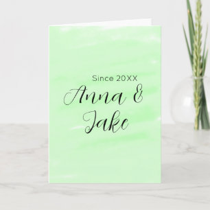 Hochzeitspaar Name Datum grün Wasserfarbe Pastell  Karte