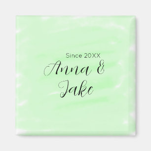Hochzeitspaar Name Datum grün Wasserfarbe Pastell  Magnet