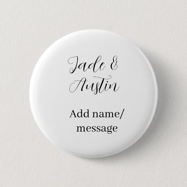 Hochzeitspaar Name Nachricht Datum romantisch eleg Button (Vorderseite)