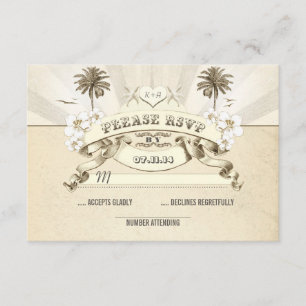 Hochzeitspalmen mit Seesternsonnen Hochzeitsfeier  RSVP Karte