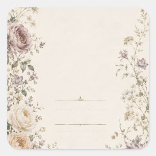 Hochzeitspapeterie im Stil eines Vintage-Gartens Quadratischer Aufkleber