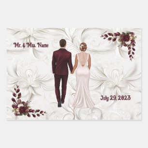 Hochzeitspapier aus Burgund und Weiß Geschenkpapier Set