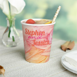 Hochzeitspapier Cup Pinksche Blume Pappbecher
