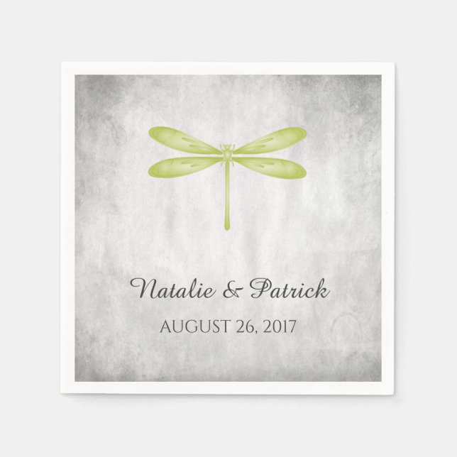 Hochzeitspapier der Grüne Drachenfliege Napkins Serviette (Vorderseite)
