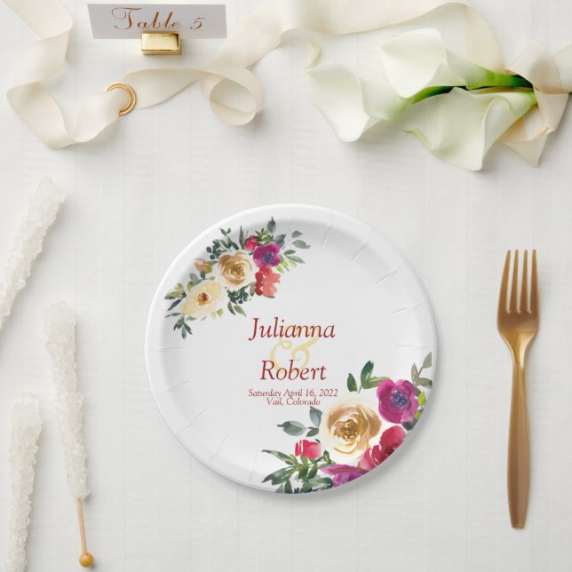 Hochzeitspapier für Wasserfarben und Magenta Pappteller (Hochzeit)