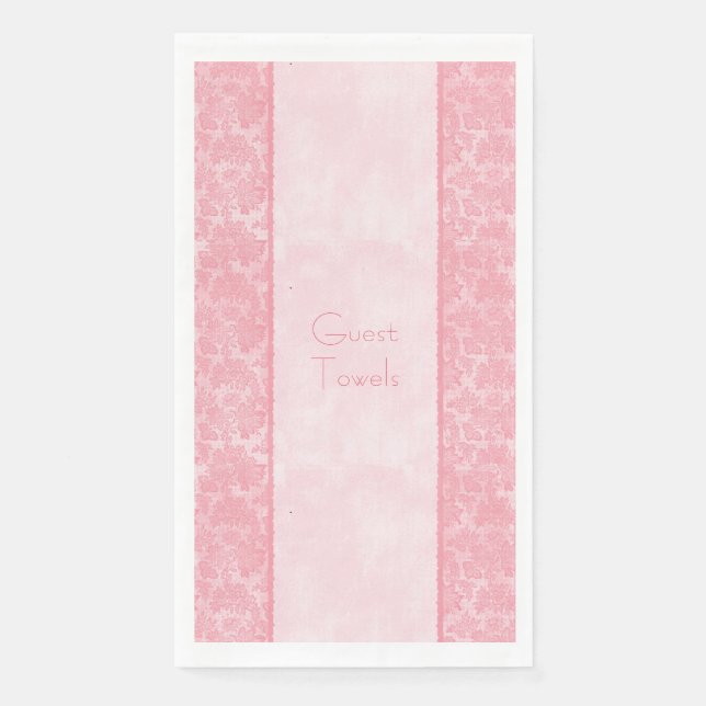 Hochzeitspapier Handtücher Rosa Damask Elegant Serviette (Vorderseite)