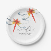 Hochzeitspapier-Teller Rote Libelle