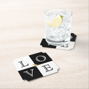 Hochzeitspapier-Untersetzer-Set der Liebe Untersetzer