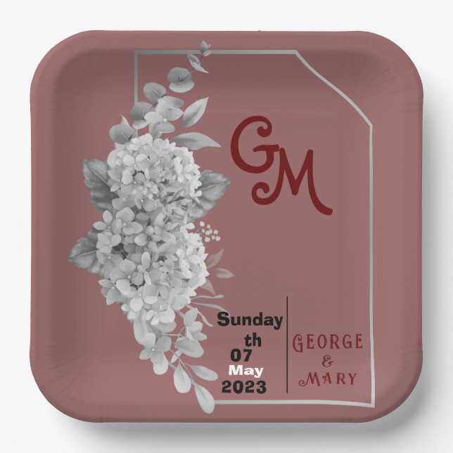 Hochzeitspapiertassen Pappteller (Vorderseite)