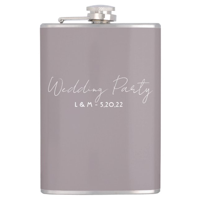 Hochzeitsparty Flask Geschenk - Beige Flachmann (Vorderseite)