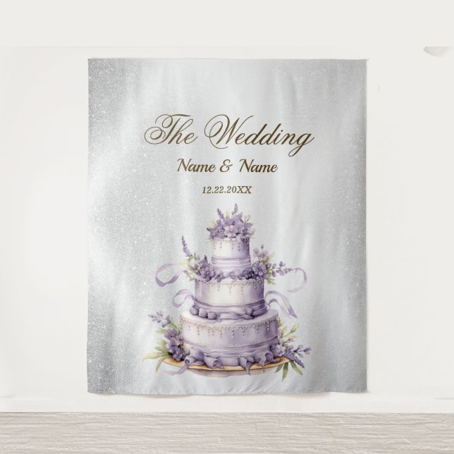 Hochzeitsparty Silver Glitzer Sparkle Elegante Wandteppich (Vorderseite)