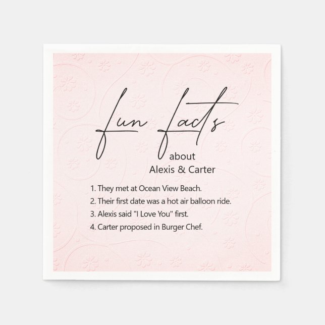 Hochzeitspass - Fakten über rosa bestickte Blume Serviette (Vorderseite)