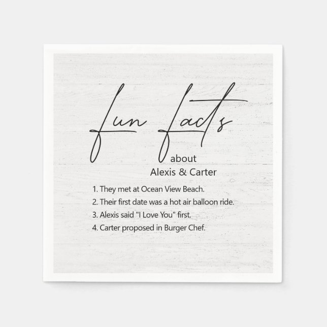 Hochzeitspass - Fakten über weißgetünchtes Holz Serviette (Vorderseite)