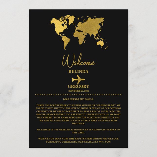 Hochzeitspass Gold Schwarz Reiseplan Programm (Vorderseite)