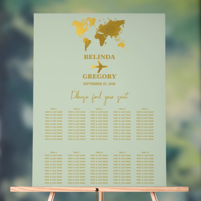 Hochzeitspass - Green Gold Seating Chart Acrylschild (Neutral)