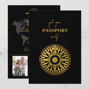 Hochzeitspass Kompass Reiseziel-Hochzeit  Einladung