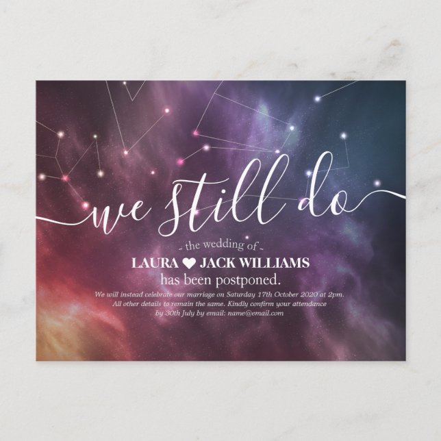 Hochzeitspause machen wir noch Konstellationen Ankündigungspostkarte (Vorderseite)