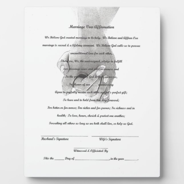 Hochzeitspaziergang Vow Renewal Tabletop Plaque mi Fotoplatte (Vorderseite)