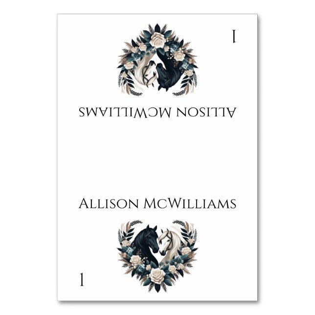 Hochzeitspferde in Liebe- Tischnummer (Vorderseite)