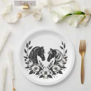 Hochzeitspferde mit Blume Pappteller