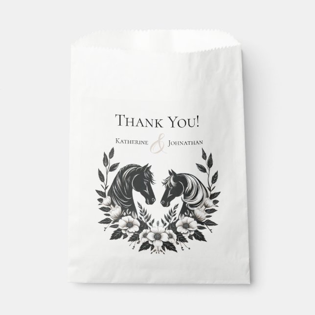 Hochzeitspferde und Blume Geschenktütchen (Vorderseite)