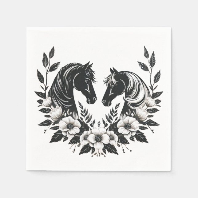 Hochzeitspferde und Blume Serviette (Vorderseite)