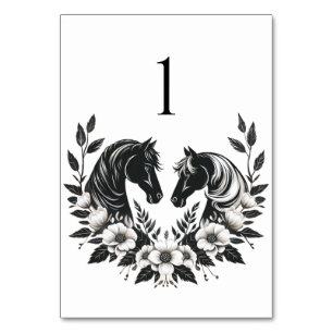 Hochzeitspferde und Blume Tischnummer